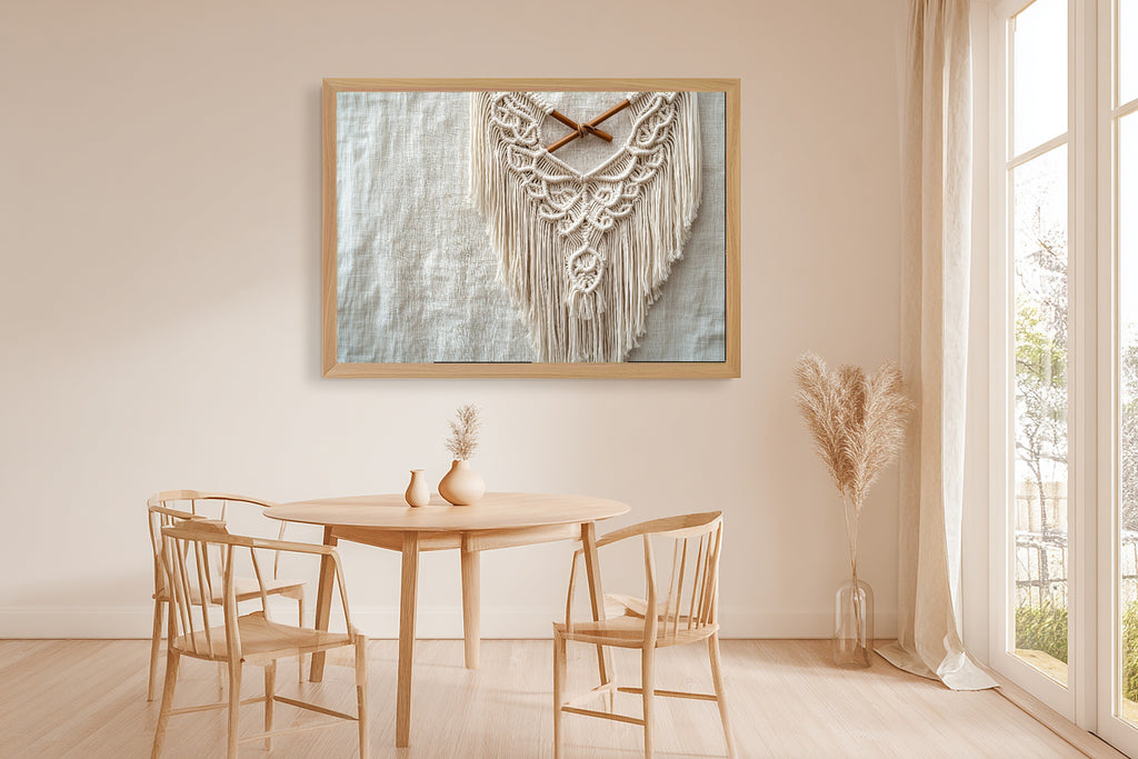 Macrame Wall Hanging Painted Stretched Canvas Print, Warm Gallery Wall Art Home Decor, Bedroom Centerpiece, Ready to Hang — macrame-wall-hanging-painted-dining-room-wall-art.jpg