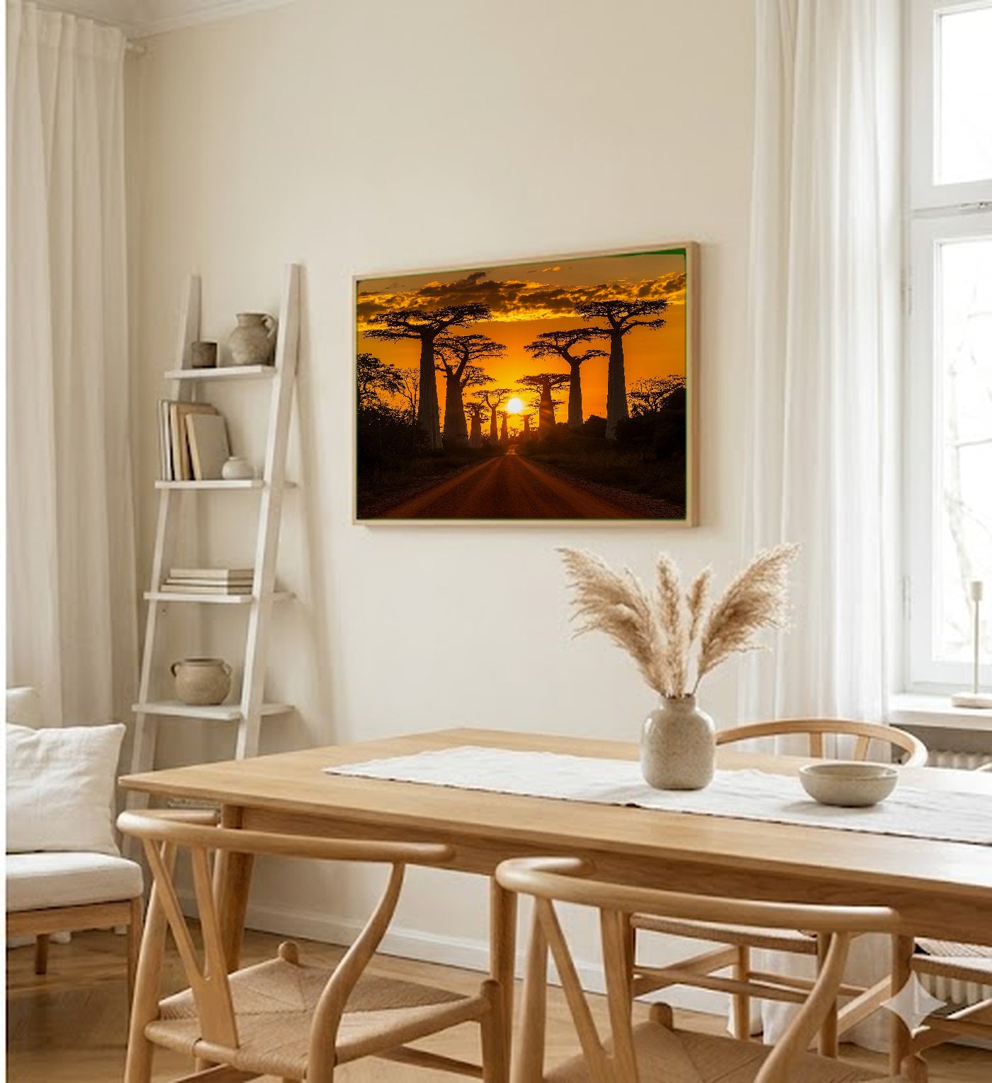 Avenue of the Baobabs Canvas Wall Art | Madagascar Print, African Landscape, Unique Trees, Stretched Canvas — madagascar-avenue-baobabs-dining-room-wall-art.jpg