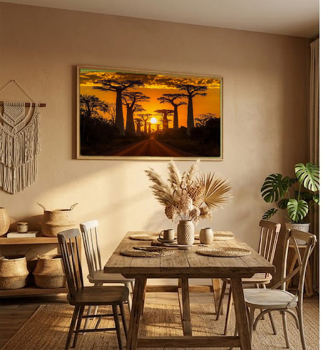 Avenue of the Baobabs Canvas Wall Art | Madagascar Print, African Landscape, Unique Trees, Stretched Canvas — madagascar-avenue-baobabs-hallway-wall-art.jpg