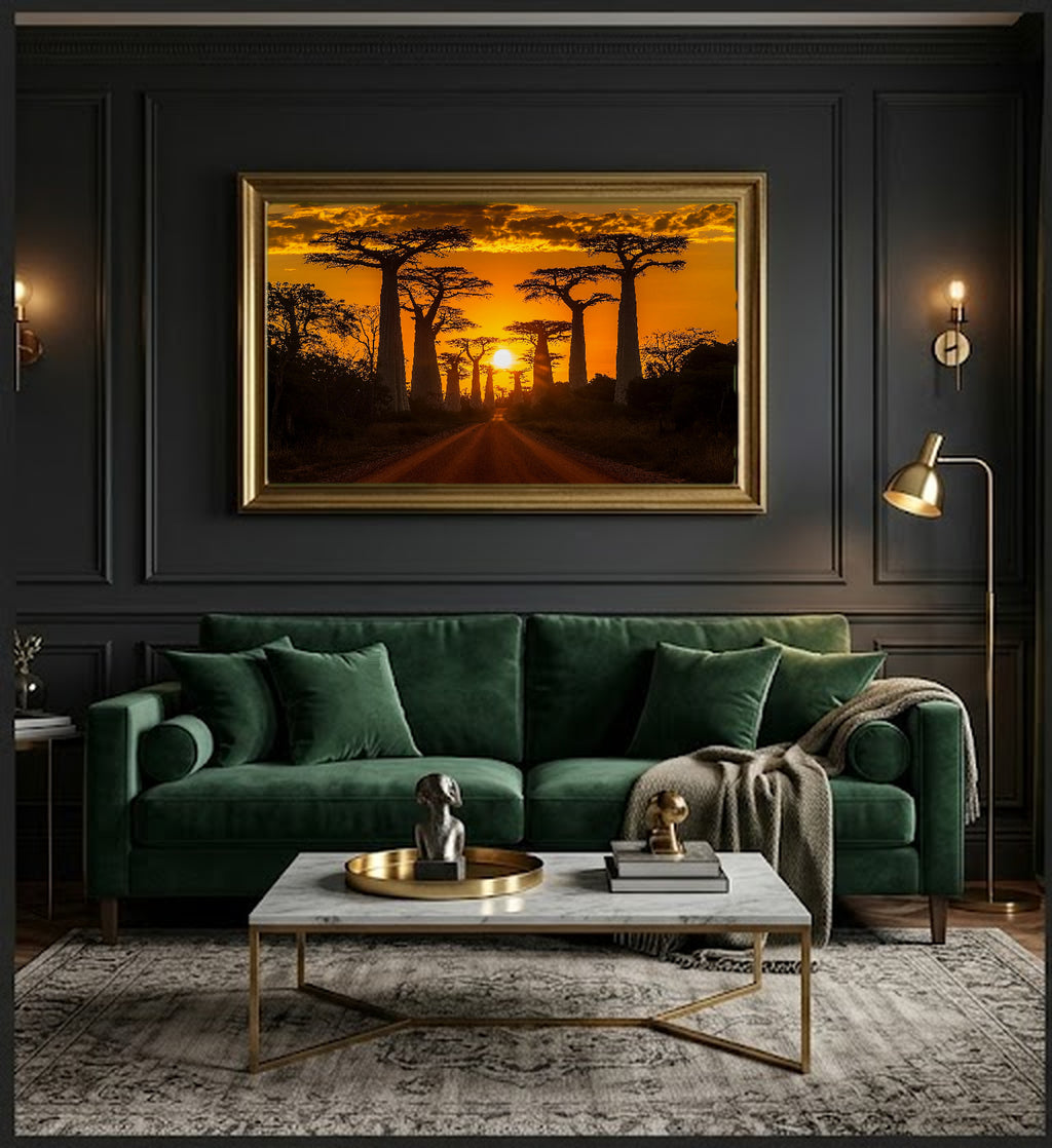 Avenue of the Baobabs Canvas Wall Art | Madagascar Print, African Landscape, Unique Trees, Stretched Canvas — madagascar-avenue-baobabs-office-wall-art.jpg