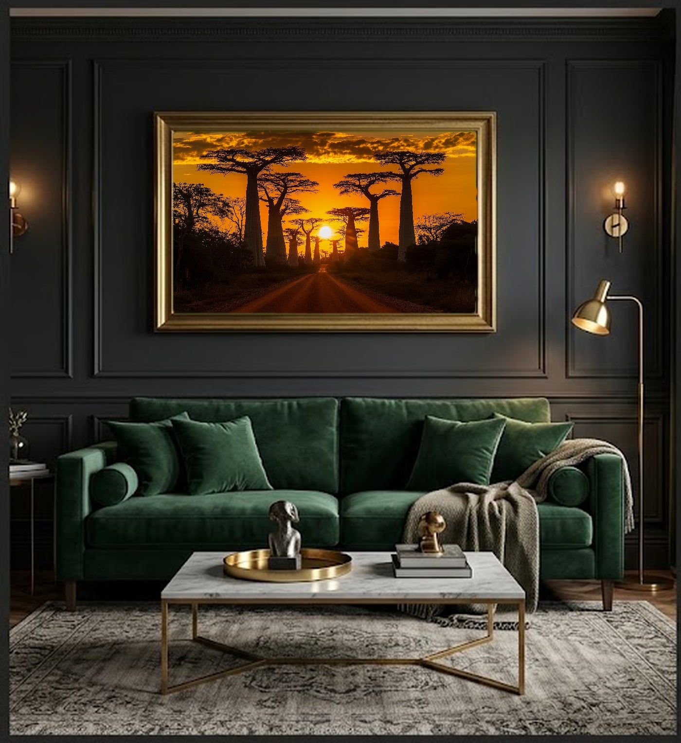 Avenue of the Baobabs Canvas Wall Art | Madagascar Print, African Landscape, Unique Trees, Stretched Canvas — madagascar-avenue-baobabs-office-wall-art.jpg