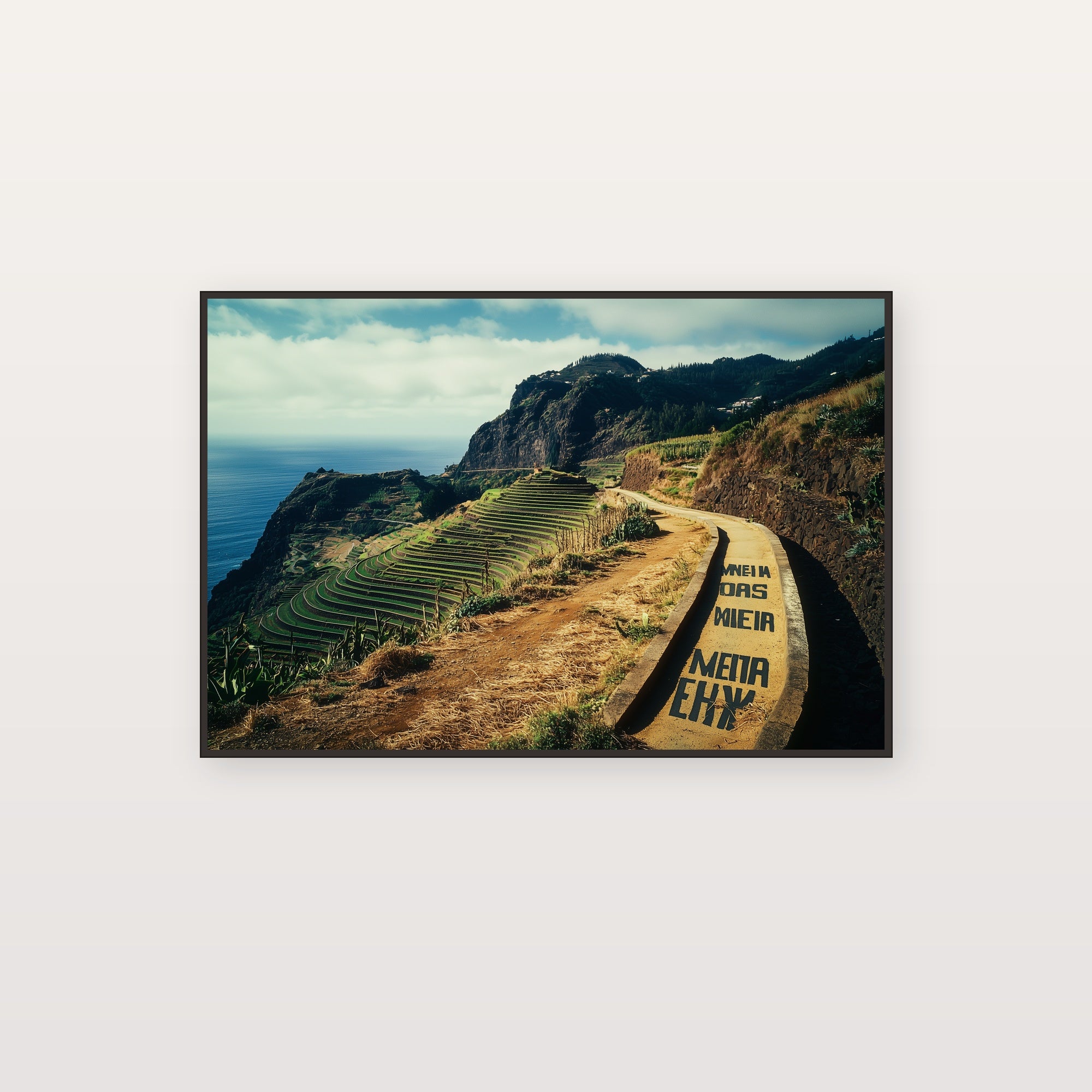 Madeira Canvas Wall Art | Vintage Travel Poster Print, Portuguese Island Decor, Stretched Canvas — madeira-cliffs-vintage-poster-canvas-print.jpg