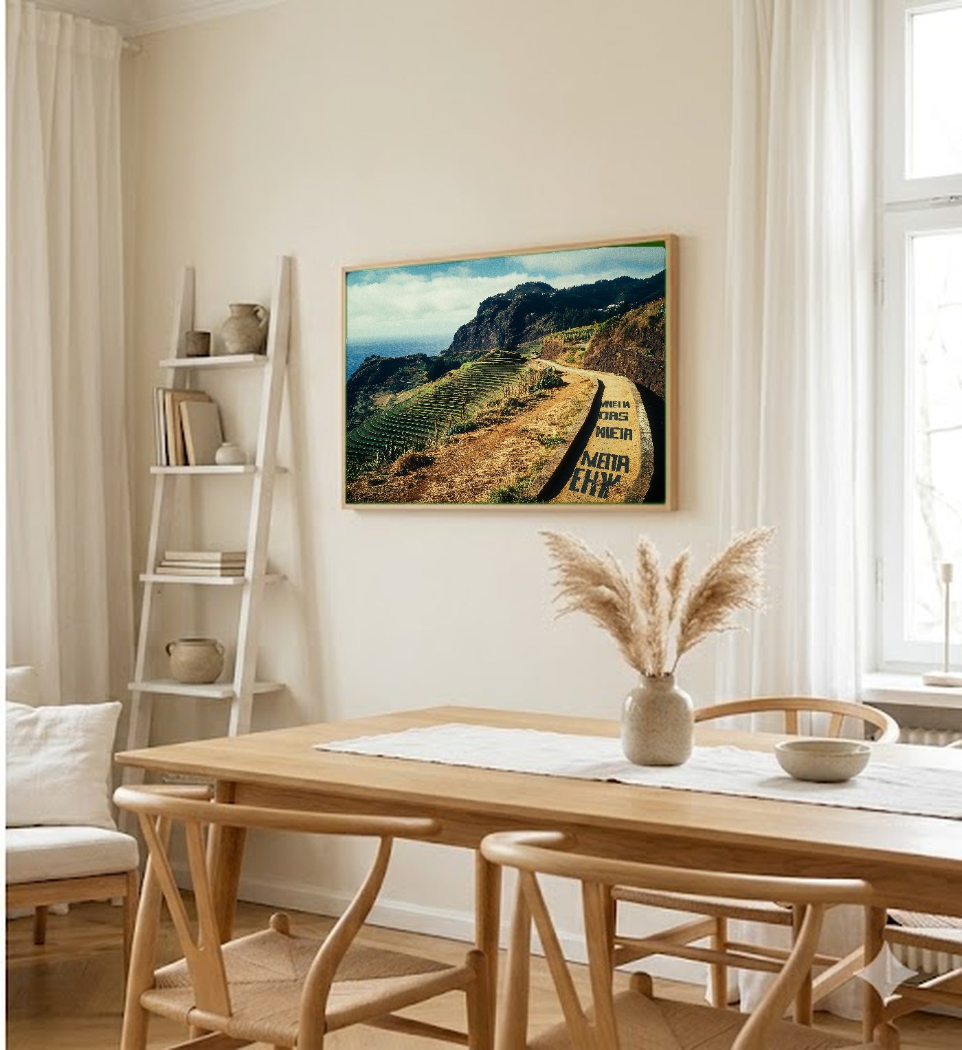 Madeira Canvas Wall Art | Vintage Travel Poster Print, Portuguese Island Decor, Stretched Canvas — madeira-cliffs-vintage-poster-dining-room-wall-art.jpg