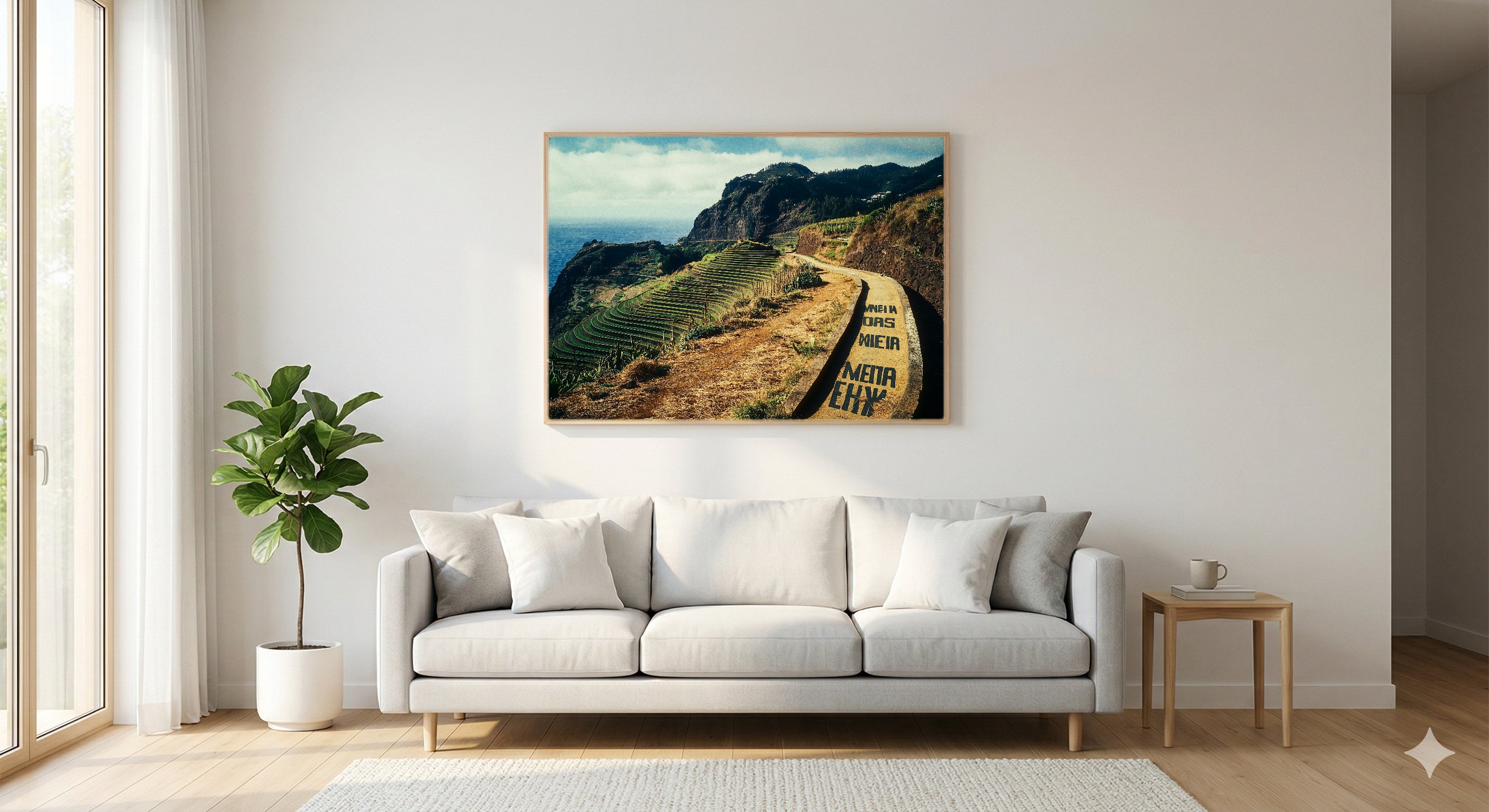 Madeira Canvas Wall Art | Vintage Travel Poster Print, Portuguese Island Decor, Stretched Canvas — madeira-cliffs-vintage-poster-living-room-wall-art.jpg