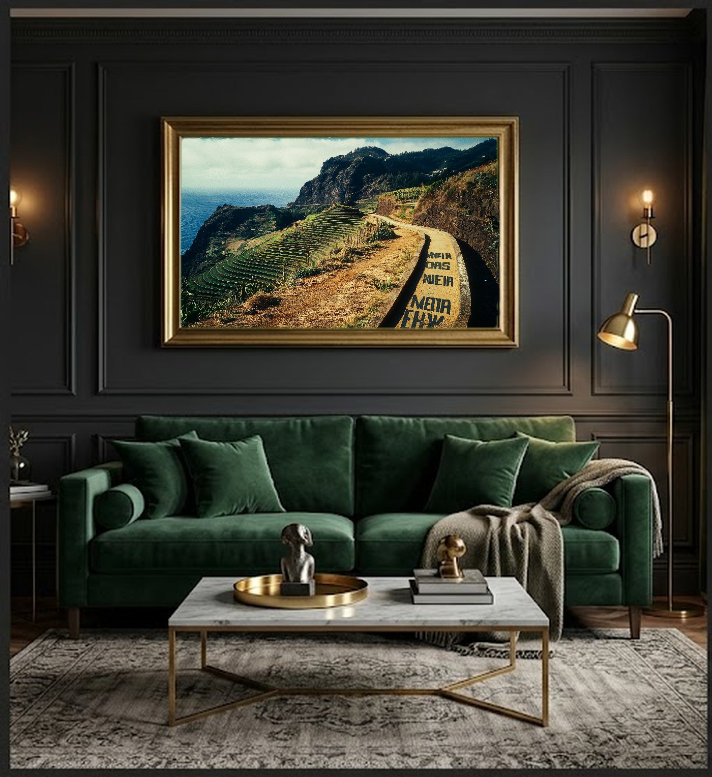 Madeira Canvas Wall Art | Vintage Travel Poster Print, Portuguese Island Decor, Stretched Canvas — madeira-cliffs-vintage-poster-office-wall-art.jpg