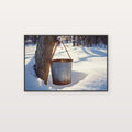Maple Sugar Bucket Canvas Wall Art | Snowy Tap Print, Vermont Winter Decor, Stretched Canvas — maple-sugar-bucket-snow-canvas-print.jpg