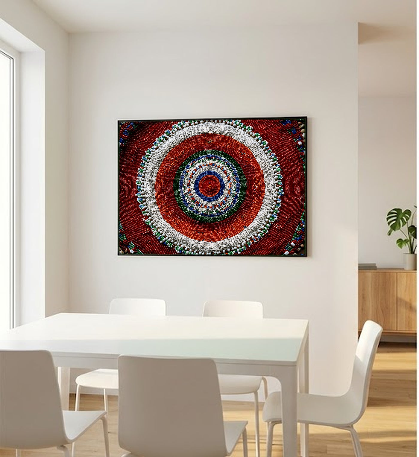 Masai Beadwork Canvas Wall Art | Circular Mandala Print, Afrohemian Tribal Decor, Stretched Canvas — masai-beadwork-mandala-bedroom-wall-art.jpg