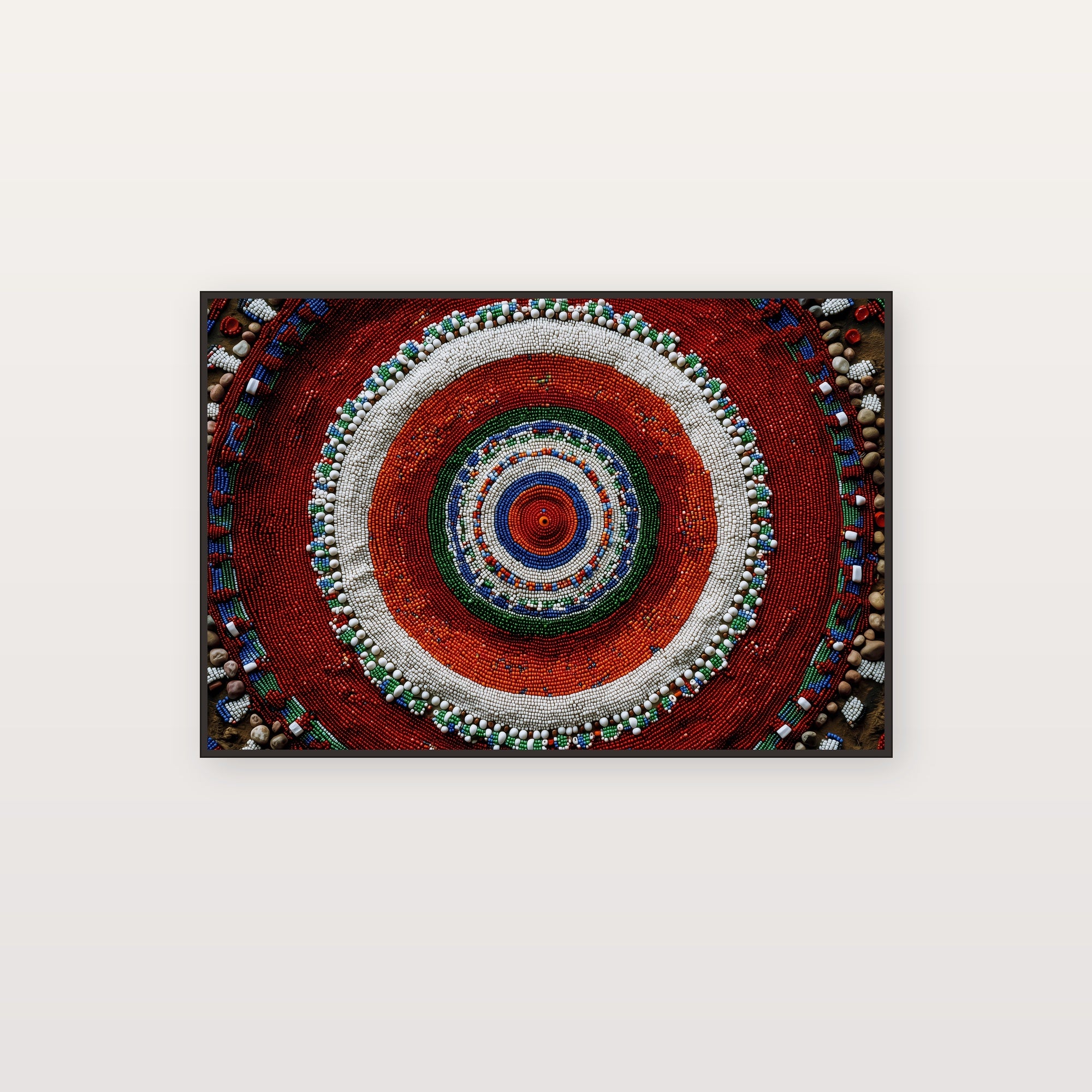 Masai Beadwork Canvas Wall Art | Circular Mandala Print, Afrohemian Tribal Decor, Stretched Canvas — masai-beadwork-mandala-canvas-print.jpg