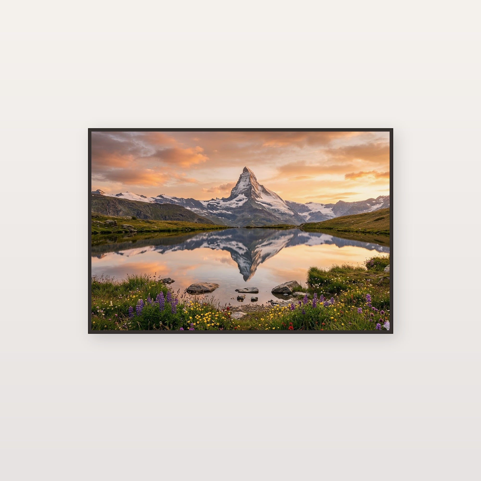Matterhorn Canvas Wall Art - Swiss Alps Print, Mountain Reflection Lake, Alpine Decor, Stretched Canvas — matterhorn reflection canvas print
