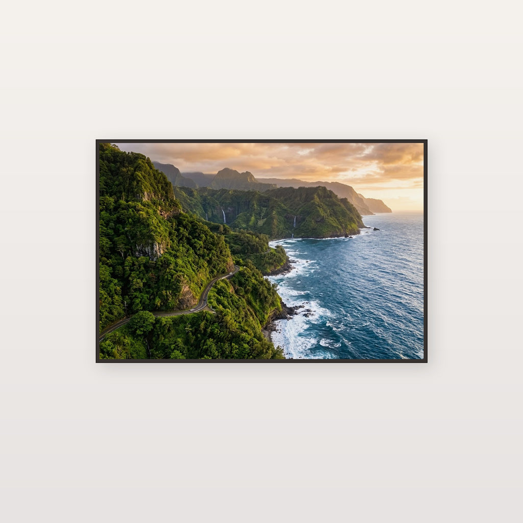Maui Coast Canvas Wall Art - Road to Hana Print, Hawaii Landscape, Tropical Decor, Stretched Canvas — maui road to hana canvas print