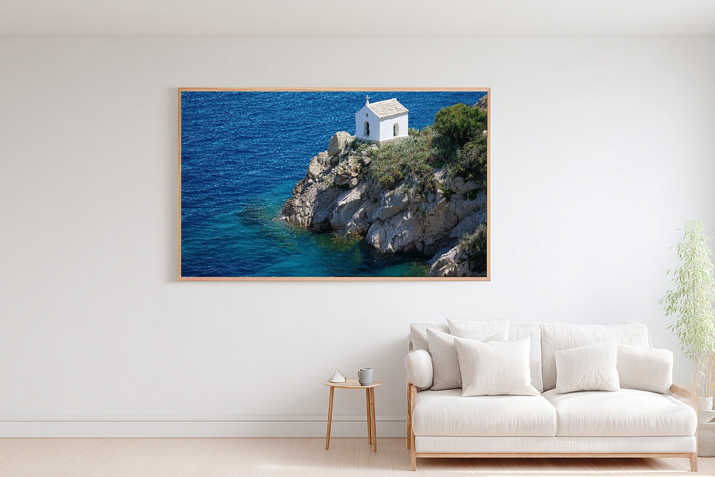 Mediterranean Corsica Clifftop Chapel Fine Art Canvas, Warm Island Glow, Living Room Focal Point, Premium Canvas — mediterranean-corsica-clifftop-chapel-bedroom-wall-art.jpg
