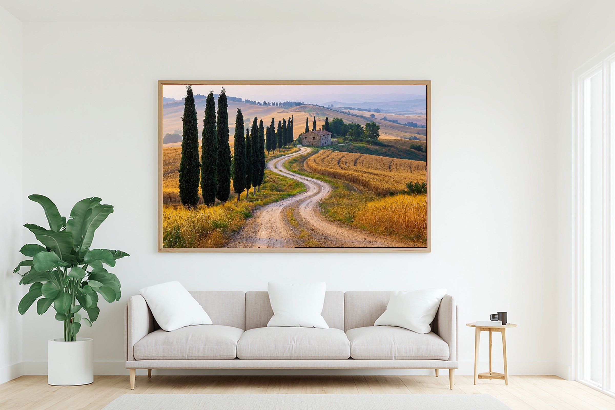 Romantic Old-World Mediterranean Cypress Lane Val Dorcia Art Print, Timeless Decor for the Dining Room — mediterranean-cypress-lane-val-dorcia-living-room-wall-art.jpg