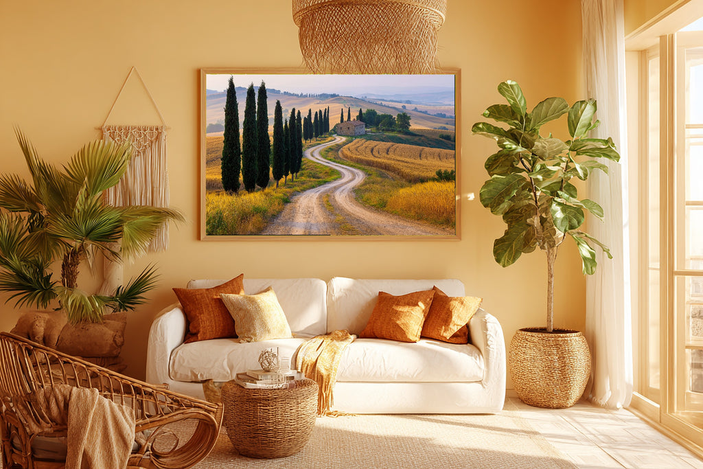 Romantic Old-World Mediterranean Cypress Lane Val Dorcia Art Print, Timeless Decor for the Dining Room — mediterranean-cypress-lane-val-dorcia-room-5-wall-art.jpg