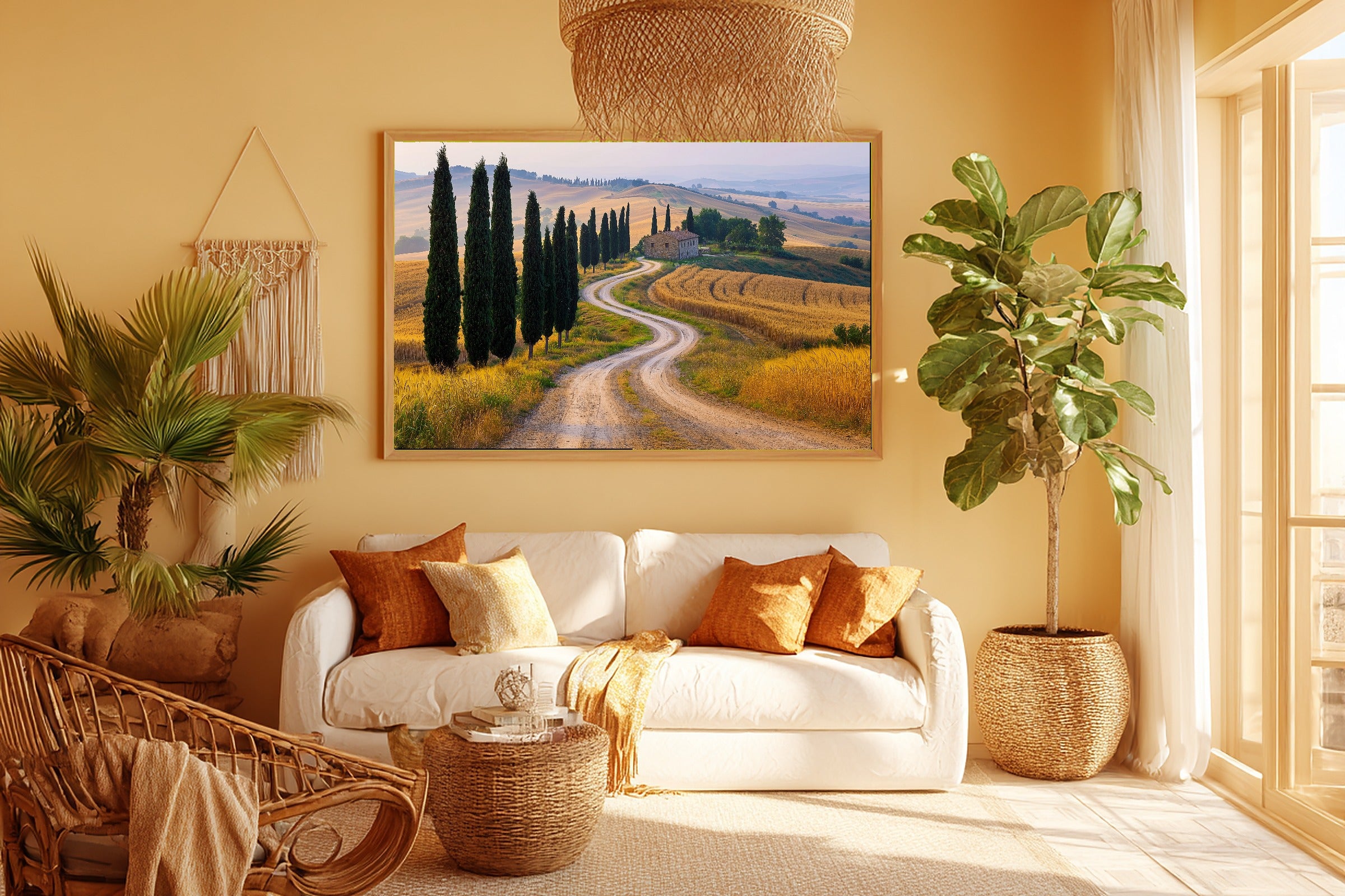Romantic Old-World Mediterranean Cypress Lane Val Dorcia Art Print, Timeless Decor for the Dining Room — mediterranean-cypress-lane-val-dorcia-room-5-wall-art.jpg