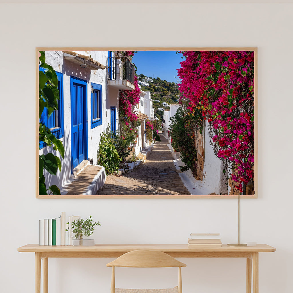 Mediterranean Ibiza White Village Canvas Print, Romantic Mediterranean Wall Art Canvas Art, Dining Room Statement Piece — mediterranean-ibiza-white-village-canvas-print.jpg