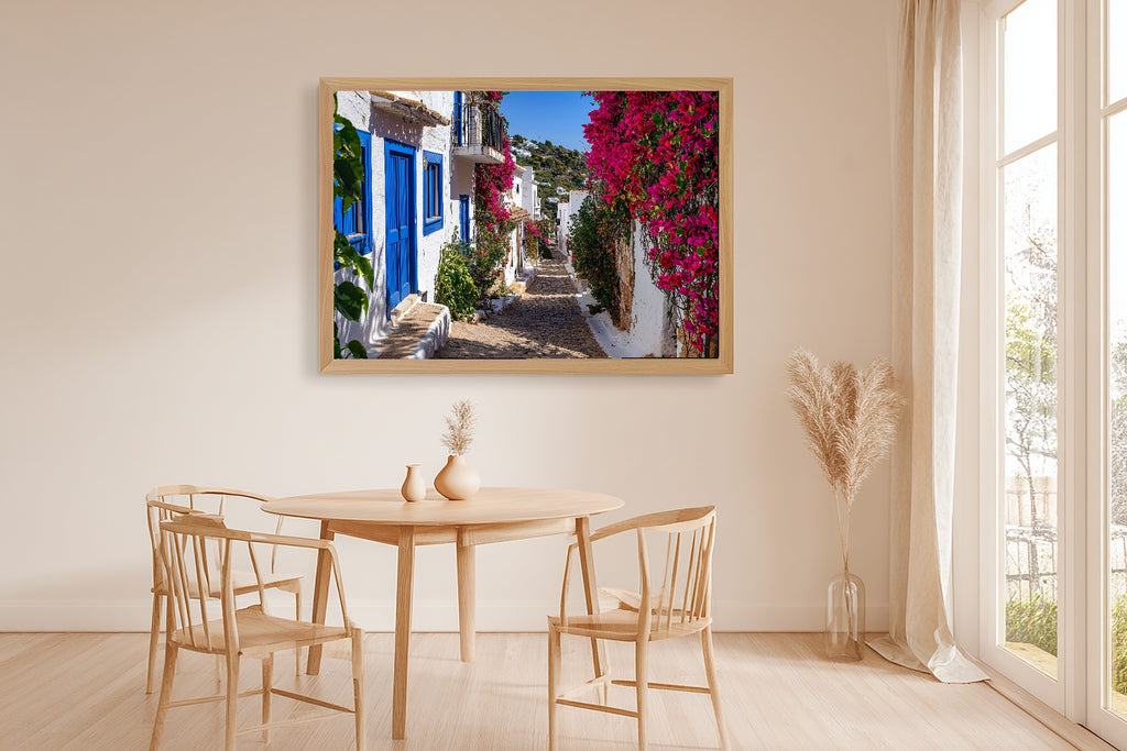Mediterranean Ibiza White Village Canvas Print, Romantic Mediterranean Wall Art Canvas Art, Dining Room Statement Piece — mediterranean-ibiza-white-village-dining-room-wall-art.jpg