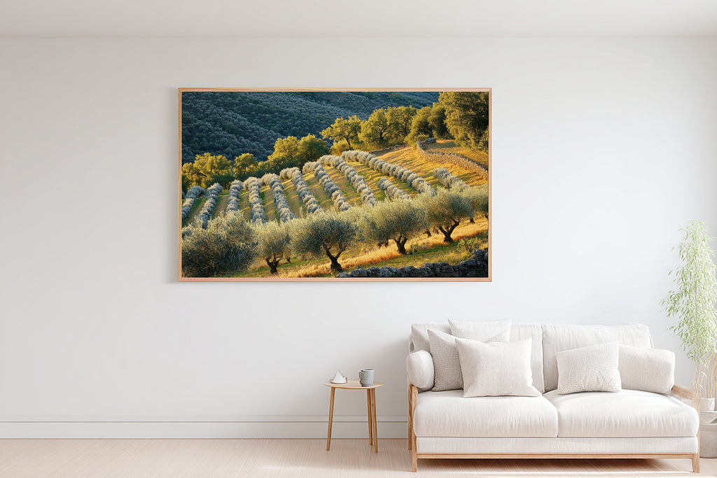 Cozy Cottage Mediterranean Olive Grove Canvas Wall Art — Sunlit Old-World Print for the Dining Room — mediterranean-olive-grove-bedroom-wall-art.jpg