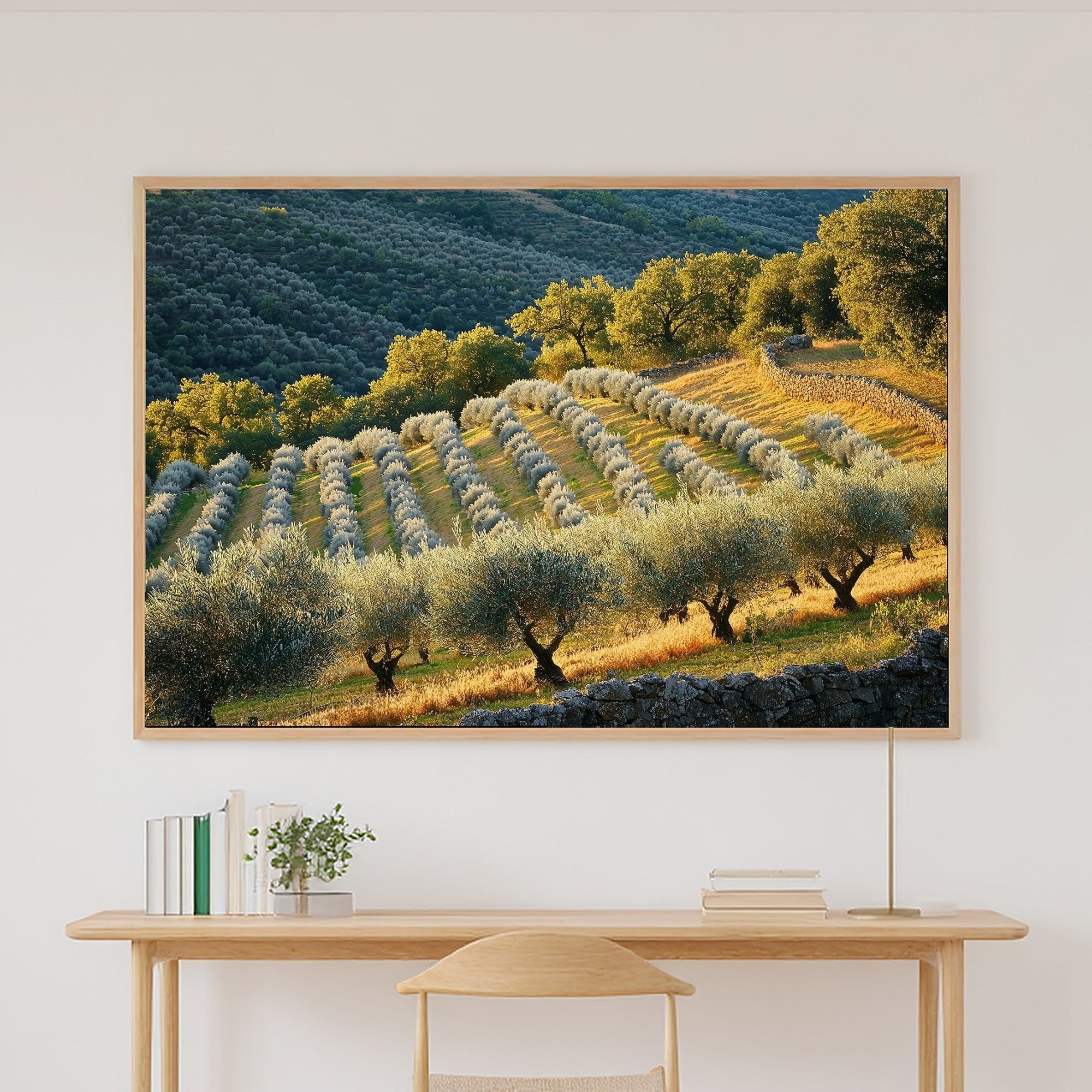 Cozy Cottage Mediterranean Olive Grove Canvas Wall Art — Sunlit Old-World Print for the Dining Room — mediterranean-olive-grove-canvas-print.jpg