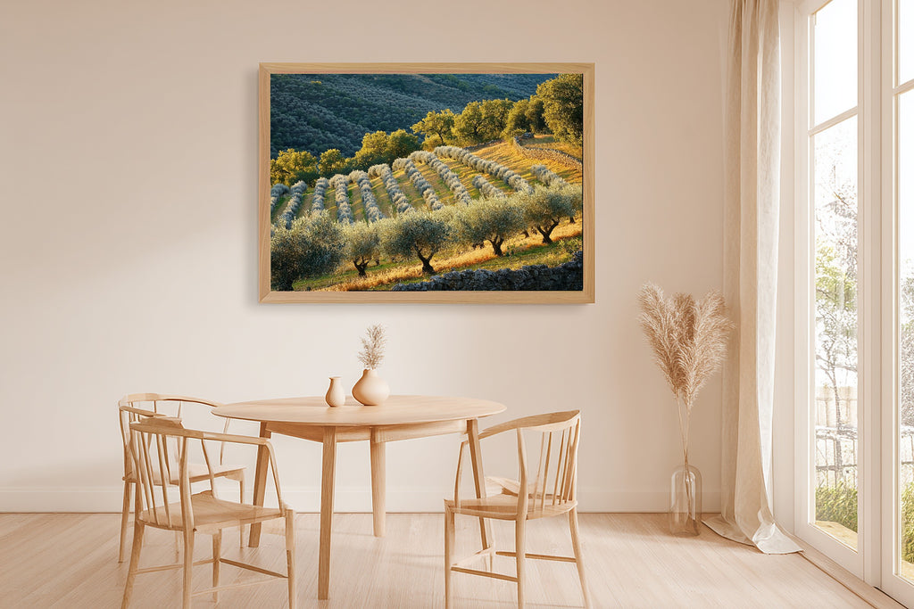 Cozy Cottage Mediterranean Olive Grove Canvas Wall Art — Sunlit Old-World Print for the Dining Room — mediterranean-olive-grove-dining-room-wall-art.jpg