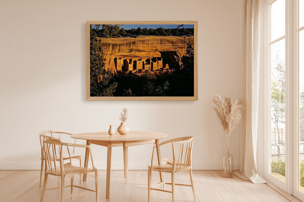 Golden-Hour Mesa Verde Retro Poster — Dramatic Wilderness Wall Art, Warm Cabin Decor, Stretched Canvas, Ready to Hang — mesa-verde-retro-poster-dining-room-wall-art.jpg