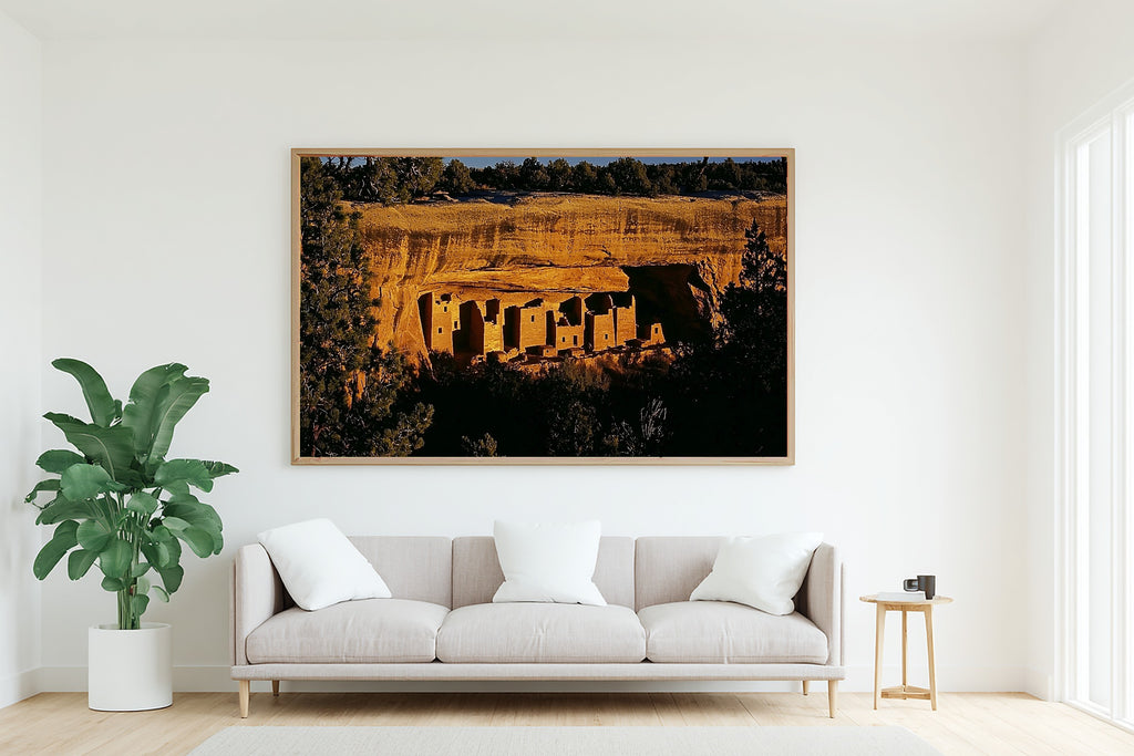 Golden-Hour Mesa Verde Retro Poster — Dramatic Wilderness Wall Art, Warm Cabin Decor, Stretched Canvas, Ready to Hang — mesa-verde-retro-poster-living-room-wall-art.jpg