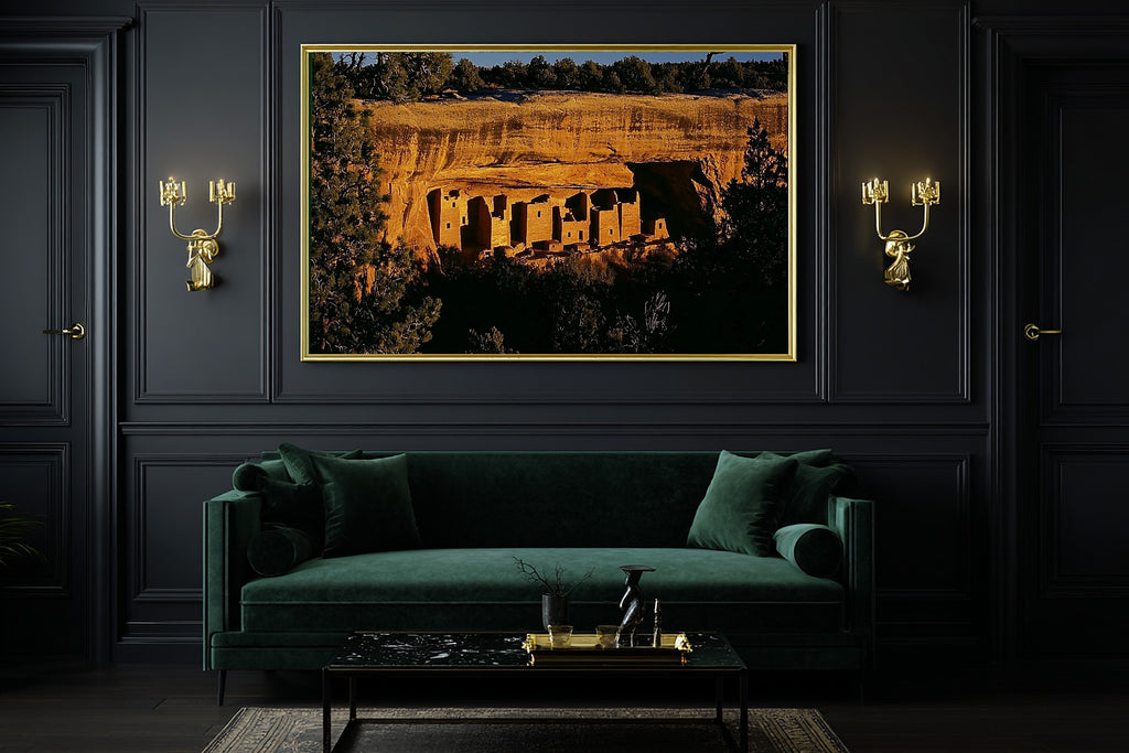 Golden-Hour Mesa Verde Retro Poster — Dramatic Wilderness Wall Art, Warm Cabin Decor, Stretched Canvas, Ready to Hang — mesa-verde-retro-poster-office-wall-art.jpg