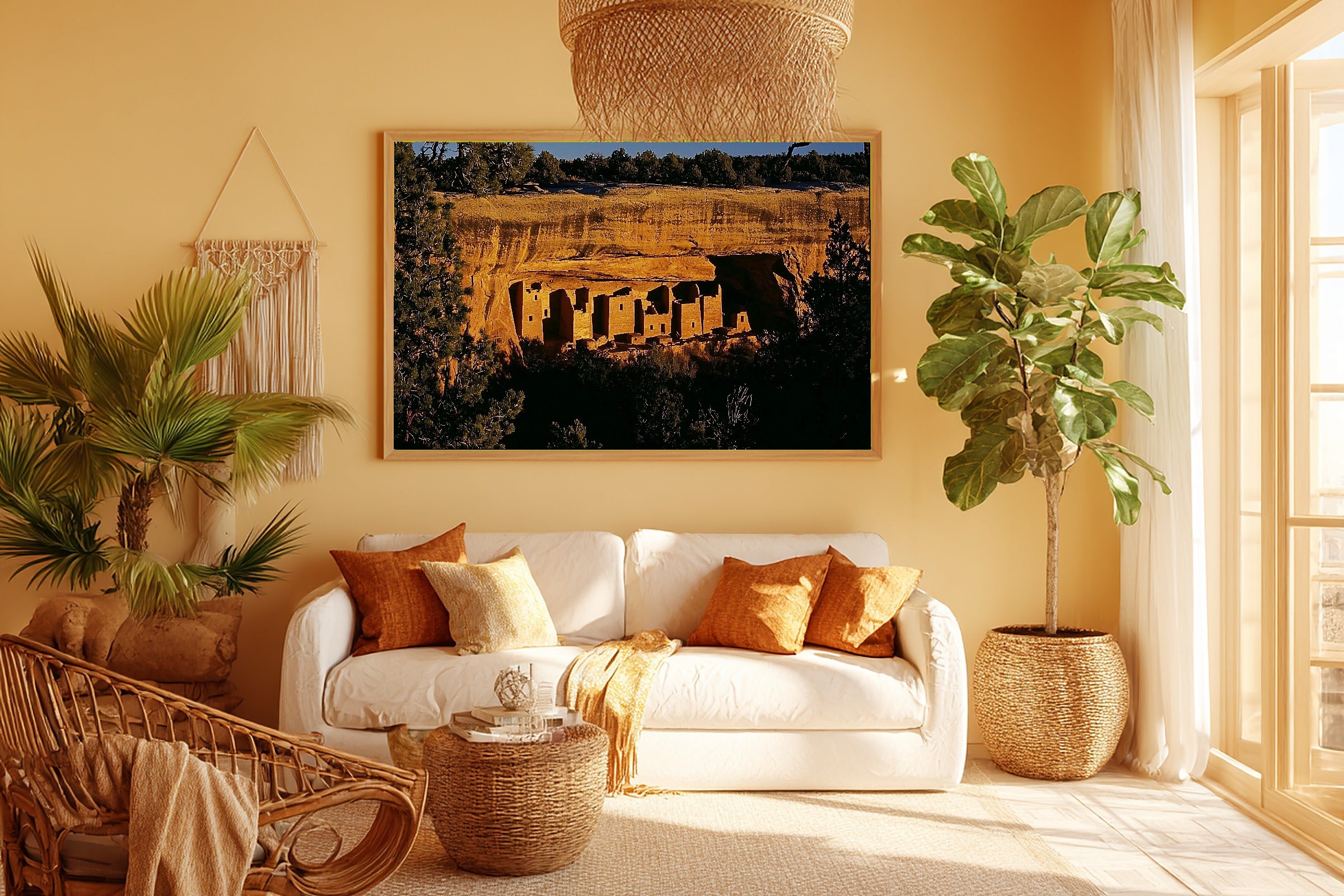 Golden-Hour Mesa Verde Retro Poster — Dramatic Wilderness Wall Art, Warm Cabin Decor, Stretched Canvas, Ready to Hang — mesa-verde-retro-poster-room-5-wall-art.jpg