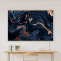 Midnight Navy Copper Abstract Print on Stretched Canvas — Cozy Modern Collector for the Home Office, Gift for the Modern-Home Friend — midnight-navy-copper-abstract-canvas-print.jpg