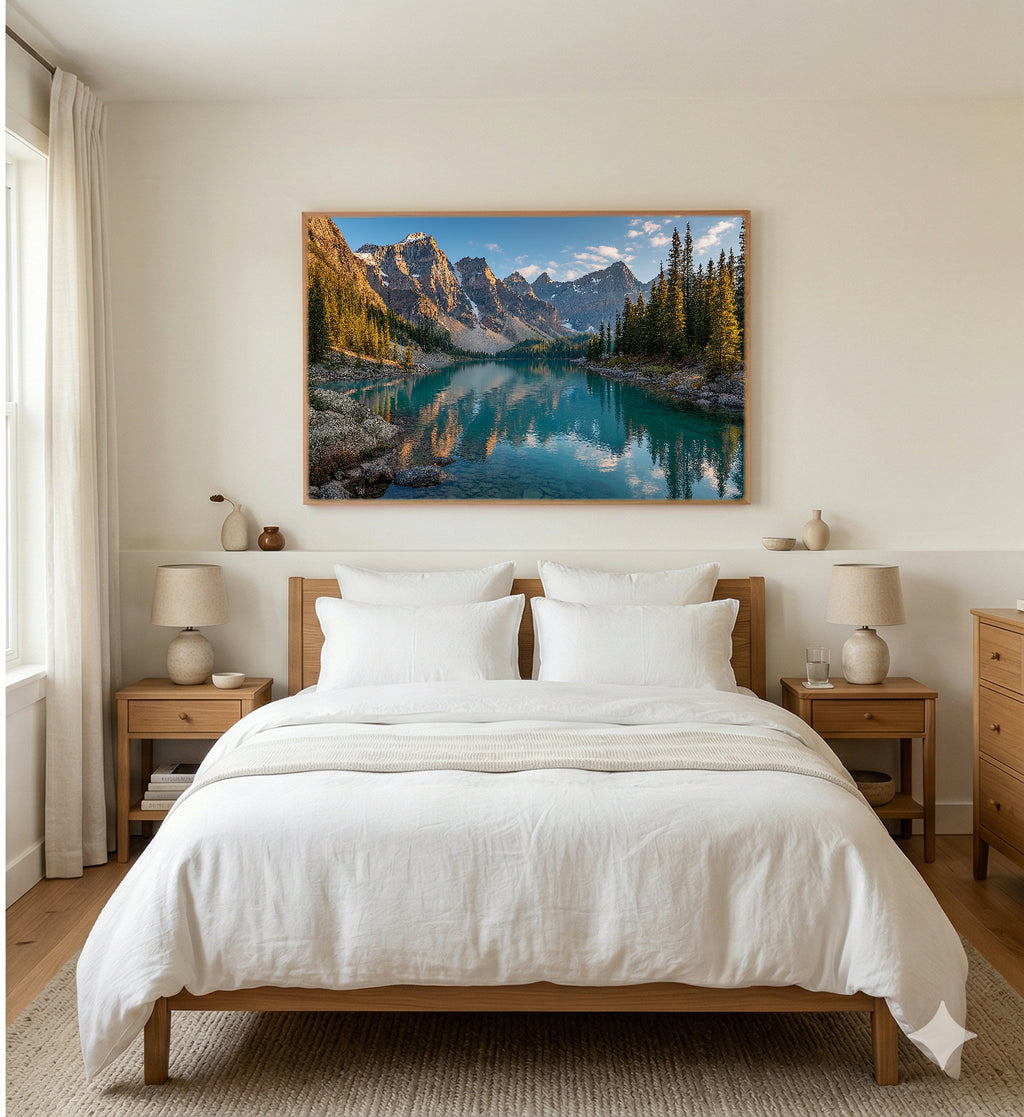 Misty Mountain Sunrise Canvas Wall Art - Mountain Landscape Print, Foggy Peaks, Nature Photography, Stretched Canvas — misty mountain sunrise hallway wall art