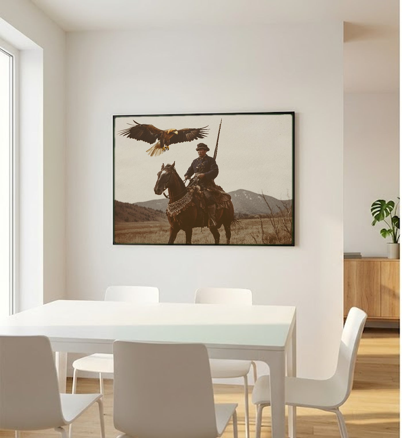 Mongolia Canvas Wall Art | Vintage Eagle Hunter Poster Print, Steppe Decor, Stretched Canvas — mongolia-eagle-hunter-poster-bedroom-wall-art.jpg