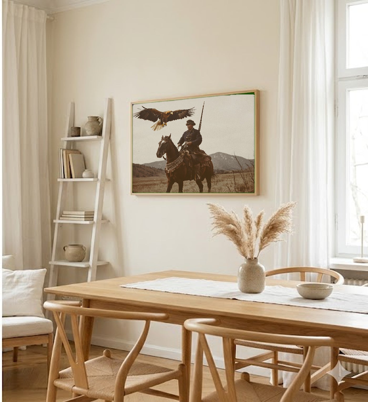 Mongolia Canvas Wall Art | Vintage Eagle Hunter Poster Print, Steppe Decor, Stretched Canvas — mongolia-eagle-hunter-poster-dining-room-wall-art.jpg
