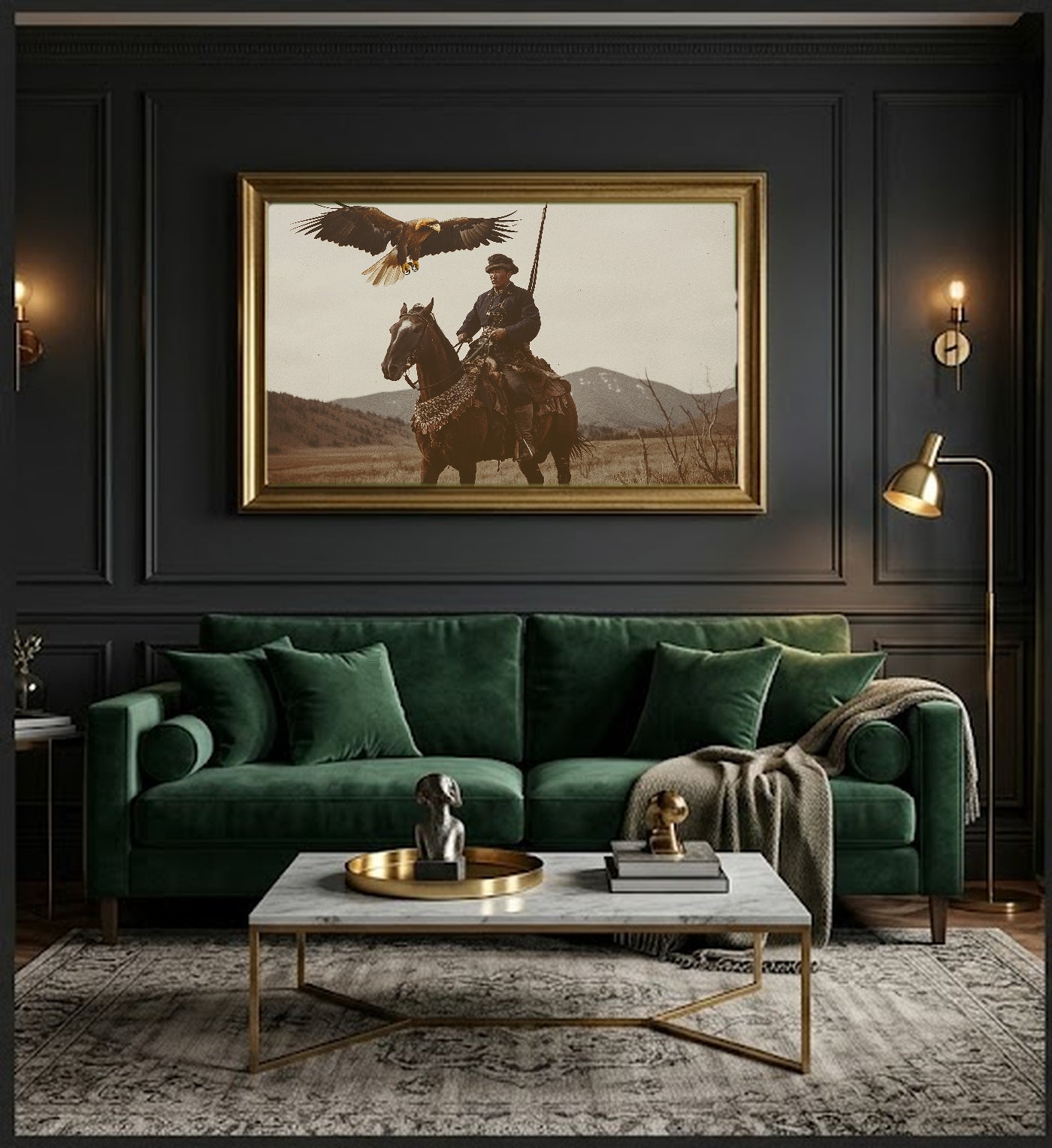 Mongolia Canvas Wall Art | Vintage Eagle Hunter Poster Print, Steppe Decor, Stretched Canvas — mongolia-eagle-hunter-poster-office-wall-art.jpg