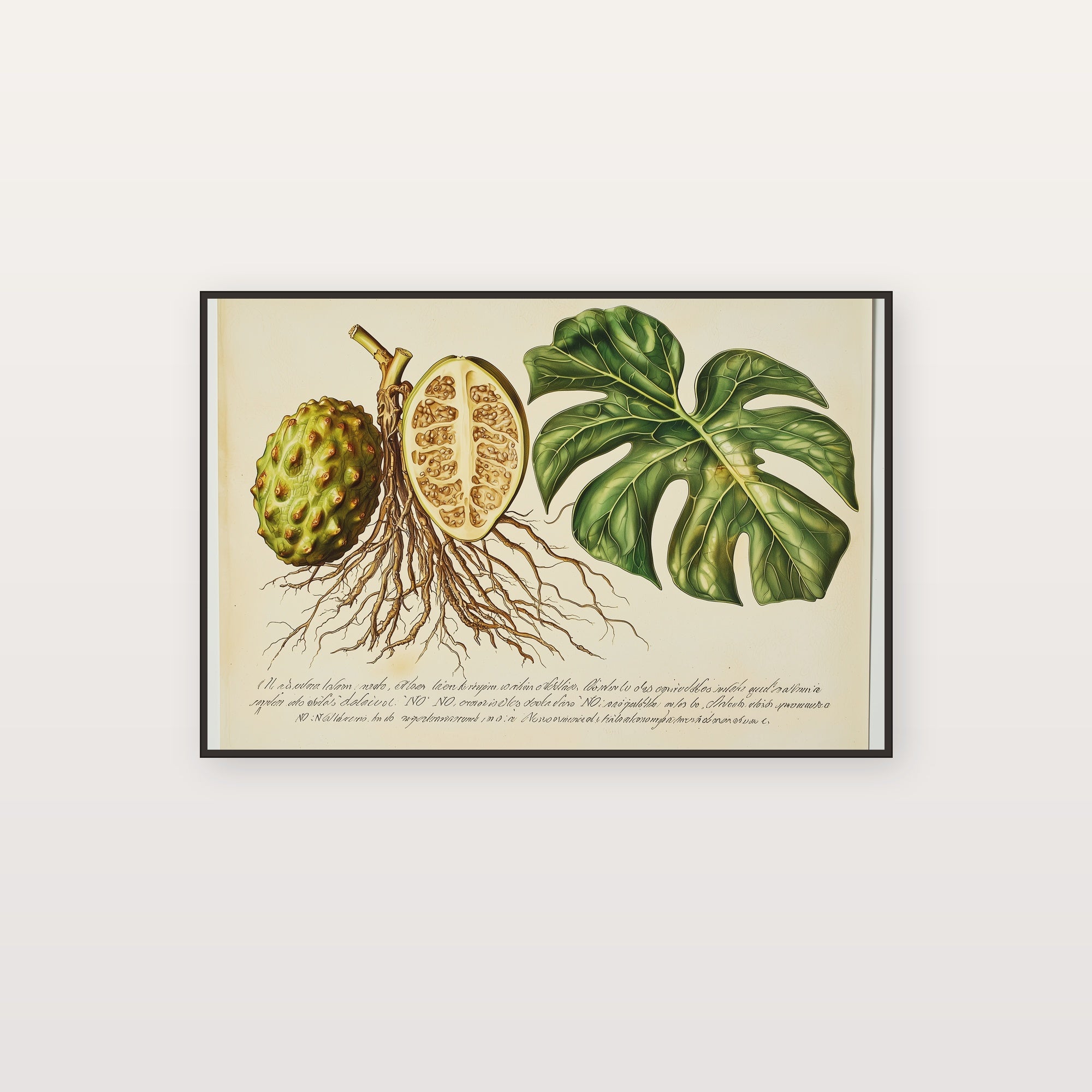 Monstera Botanical Canvas Wall Art | Vintage Scientific Plate Print, Latin Annotation Plant Decor, Stretched Canvas — monstera-botanical-plate-latin-canvas-print.jpg