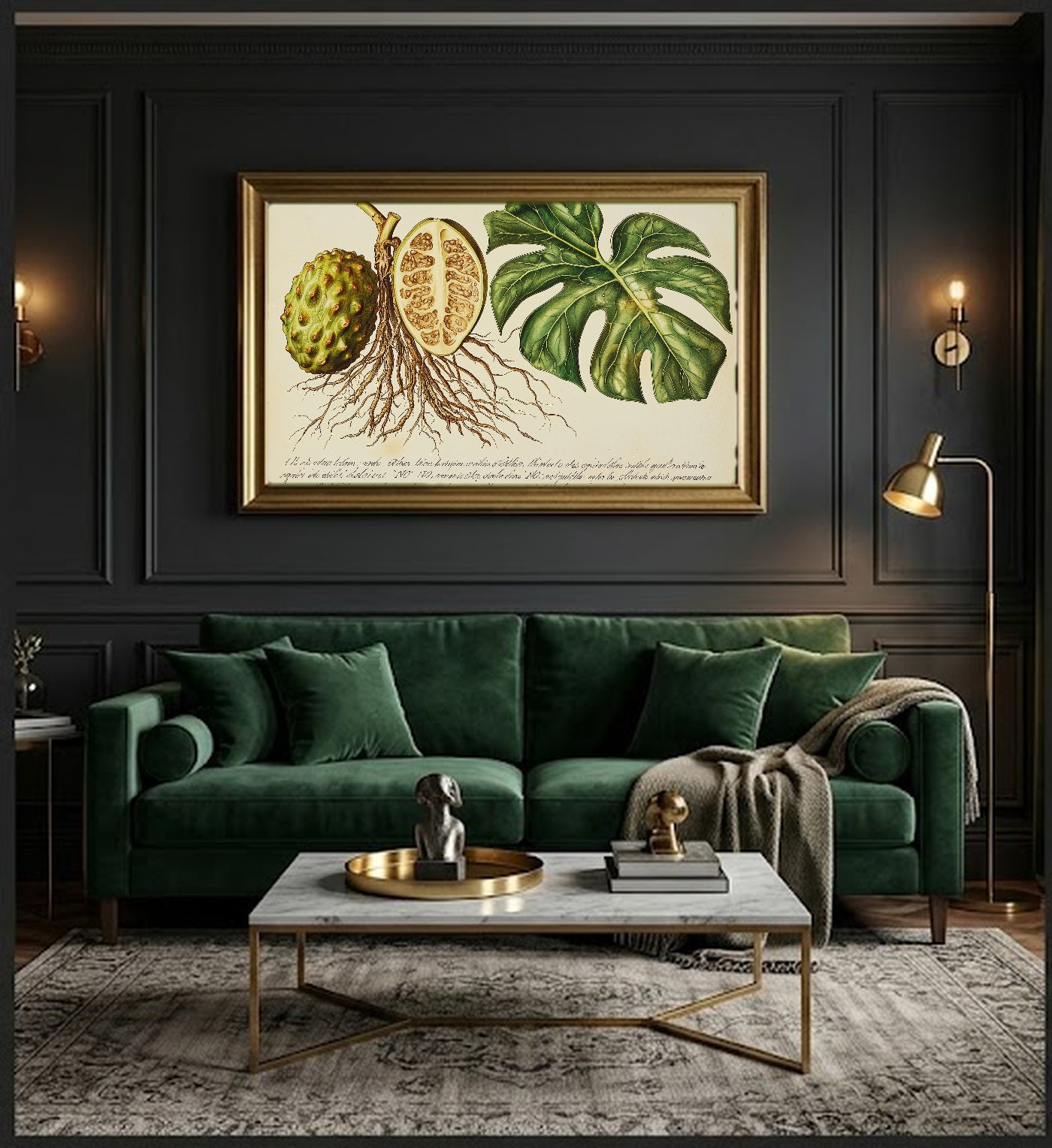 Monstera Botanical Canvas Wall Art | Vintage Scientific Plate Print, Latin Annotation Plant Decor, Stretched Canvas — monstera-botanical-plate-latin-office-wall-art.jpg