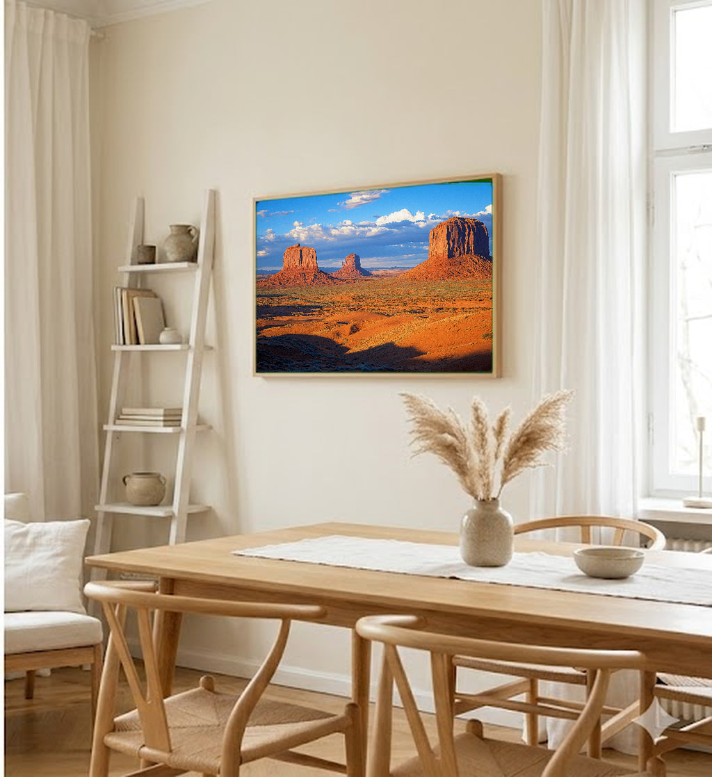 Monument Valley Canvas Wall Art | Arizona Utah Print, Red Buttes, Native American Decor, Stretched Canvas — monument-valley-buttes-dining-room-wall-art.jpg