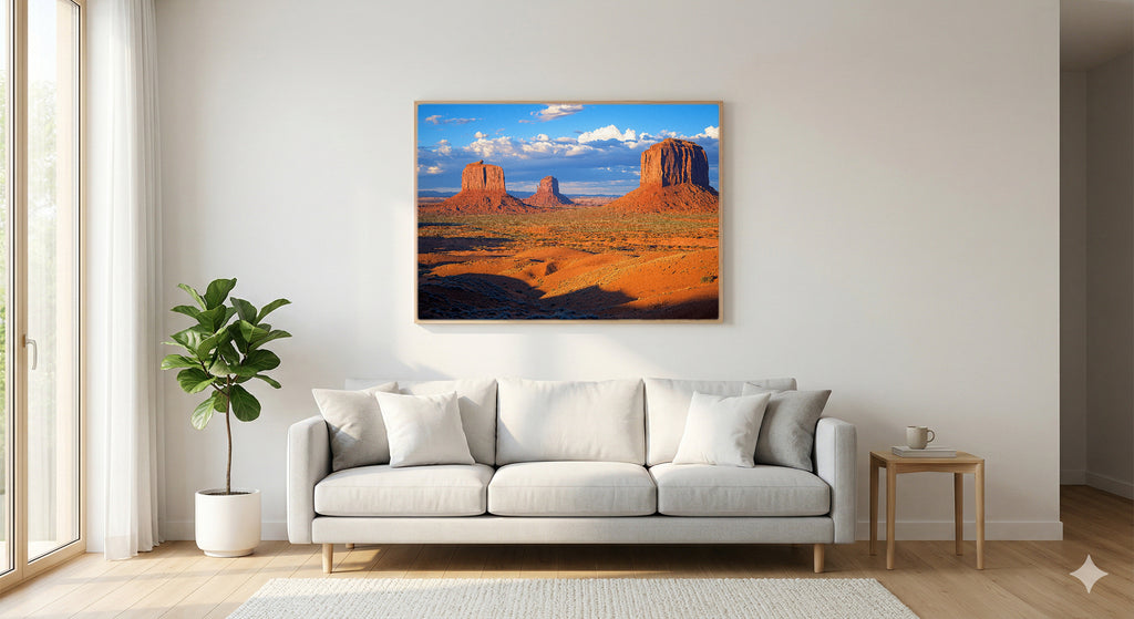 Monument Valley Canvas Wall Art | Arizona Utah Print, Red Buttes, Native American Decor, Stretched Canvas — monument-valley-buttes-living-room-wall-art.jpg