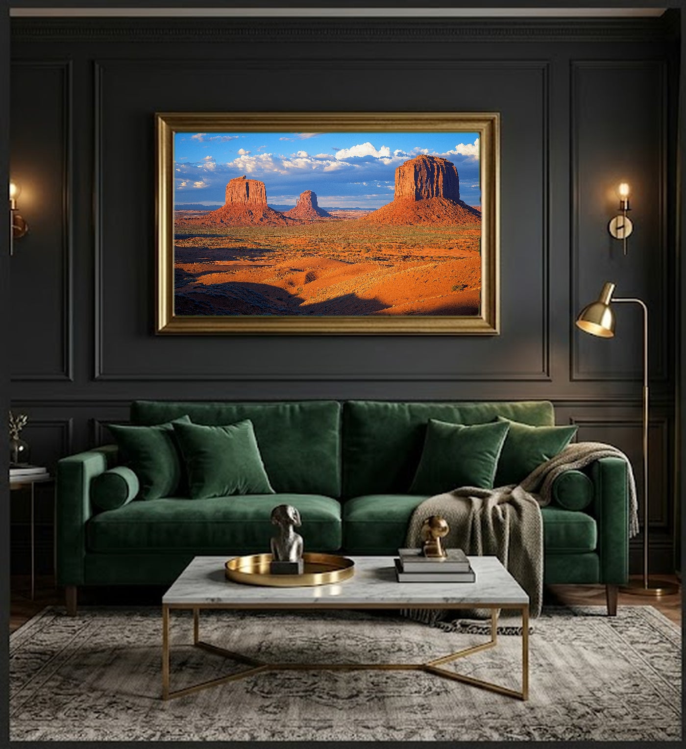 Monument Valley Canvas Wall Art | Arizona Utah Print, Red Buttes, Native American Decor, Stretched Canvas — monument-valley-buttes-office-wall-art.jpg