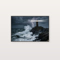 Lighthouse Storm Canvas Wall Art - Dramatic Seascape Print, Coastal Art, Nautical Decor, Stretched Canvas — moody lighthouse storm canvas print