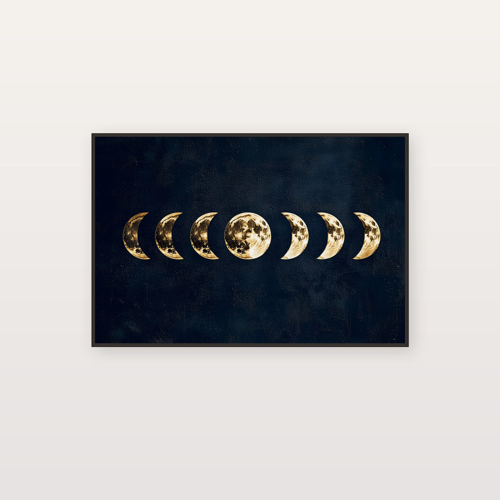 Moon Phases Canvas Wall Art | Gold Foil Celestial Print, Witchy Bedroom Decor, Stretched Canvas — moon-phases-gold-foil-canvas-print.jpg