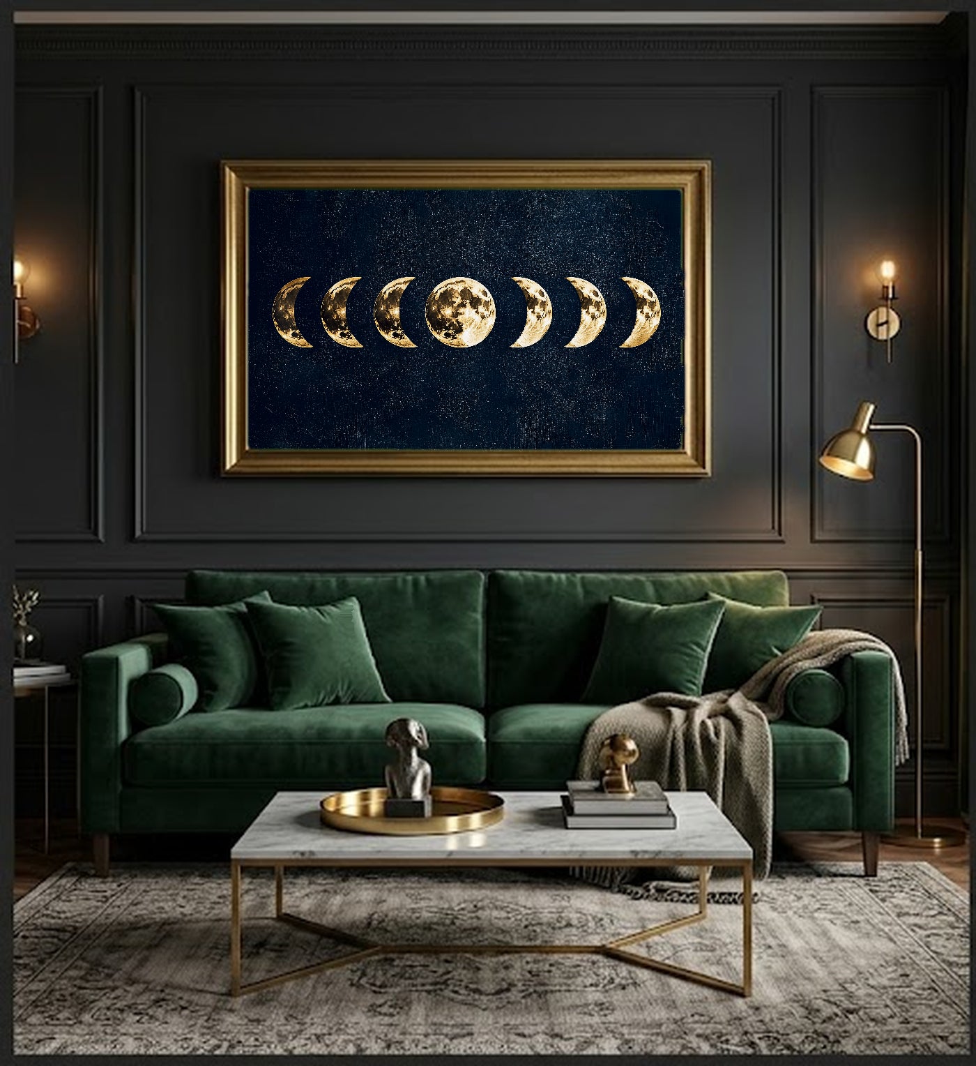 Moon Phases Canvas Wall Art | Gold Foil Celestial Print, Witchy Bedroom Decor, Stretched Canvas — moon-phases-gold-foil-office-wall-art.jpg