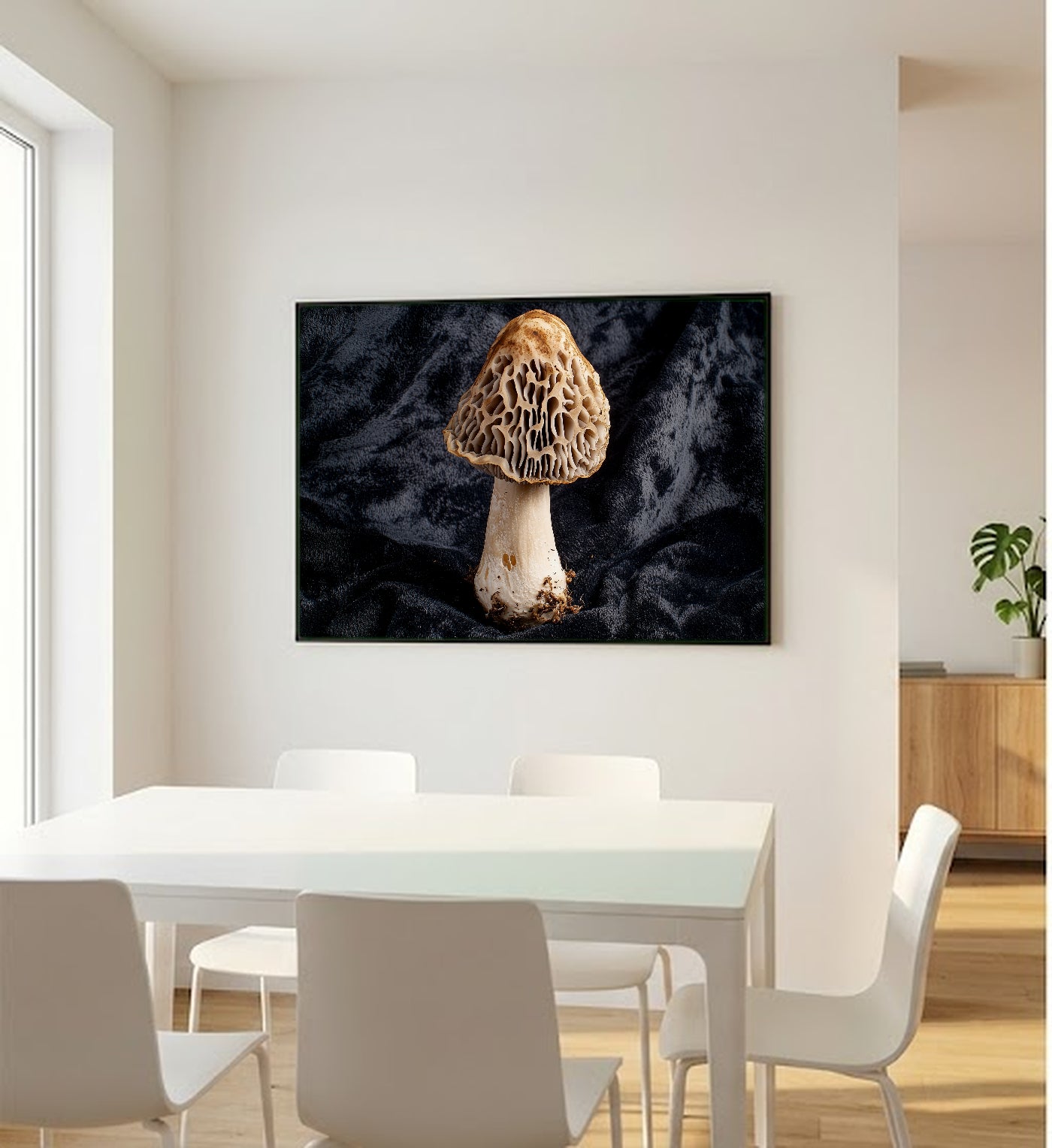 Morel Mushroom Canvas Wall Art | Baroque Velvet Print, Moody Kitchen Decor, Stretched Canvas — morel-mushroom-velvet-baroque-bedroom-wall-art.jpg