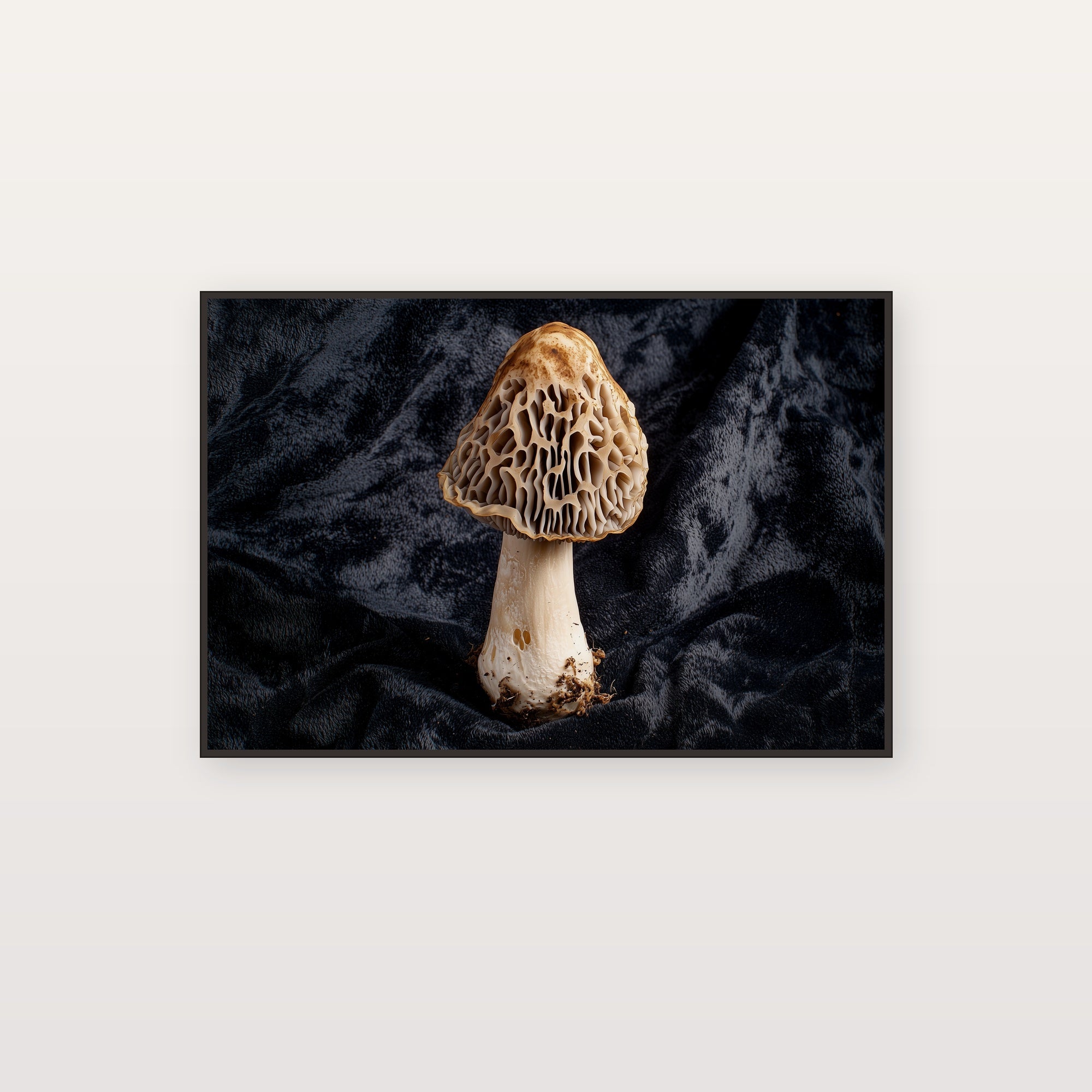 Morel Mushroom Canvas Wall Art | Baroque Velvet Print, Moody Kitchen Decor, Stretched Canvas — morel-mushroom-velvet-baroque-canvas-print.jpg
