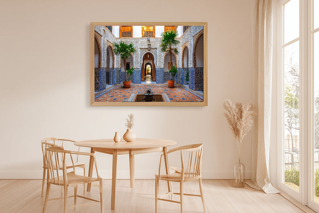 A Dreamy Moroccan Arches Marrakech Soft Painterly Print — Heartfelt Wall Art for the Living Room, Giclée on Canvas — moroccan-arches-marrakech-dining-room-wall-art.jpg