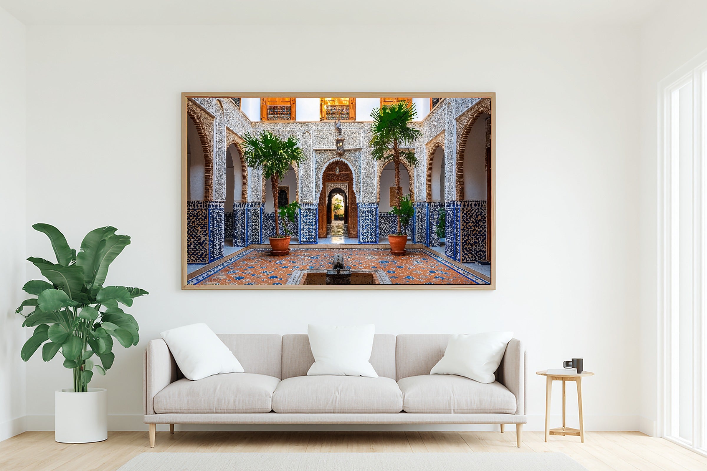 A Dreamy Moroccan Arches Marrakech Soft Painterly Print — Heartfelt Wall Art for the Living Room, Giclée on Canvas — moroccan-arches-marrakech-living-room-wall-art.jpg