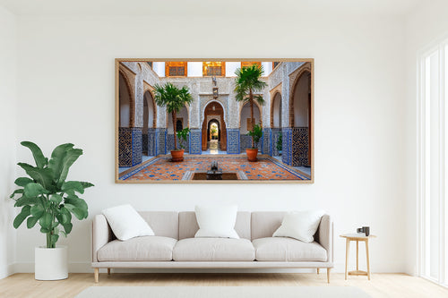 A Dreamy Moroccan Arches Marrakech Soft Painterly Print — Heartfelt Wall Art for the Living Room, Giclée on Canvas — moroccan-arches-marrakech-living-room-wall-art.jpg