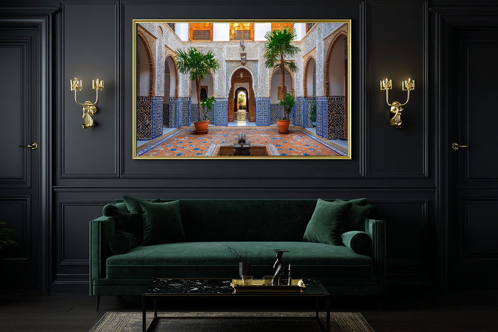 A Dreamy Moroccan Arches Marrakech Soft Painterly Print — Heartfelt Wall Art for the Living Room, Giclée on Canvas — moroccan-arches-marrakech-office-wall-art.jpg