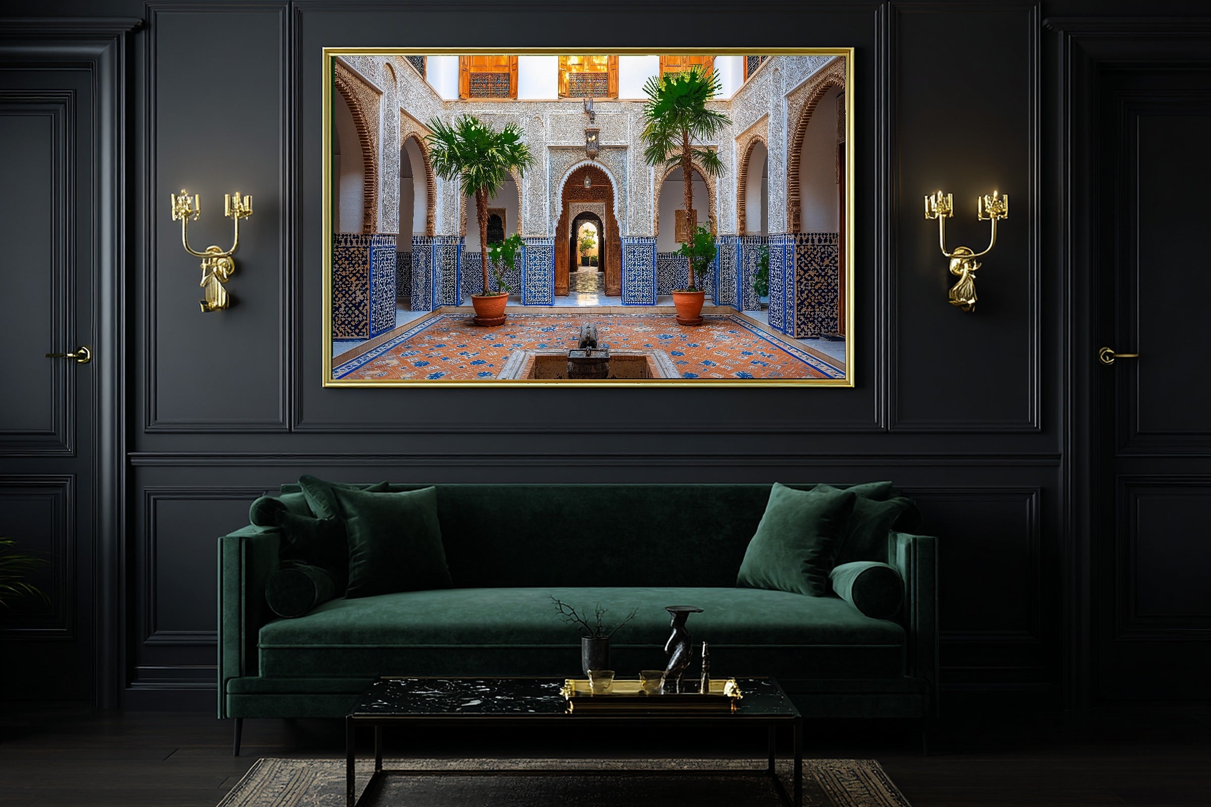 A Dreamy Moroccan Arches Marrakech Soft Painterly Print — Heartfelt Wall Art for the Living Room, Giclée on Canvas — moroccan-arches-marrakech-office-wall-art.jpg