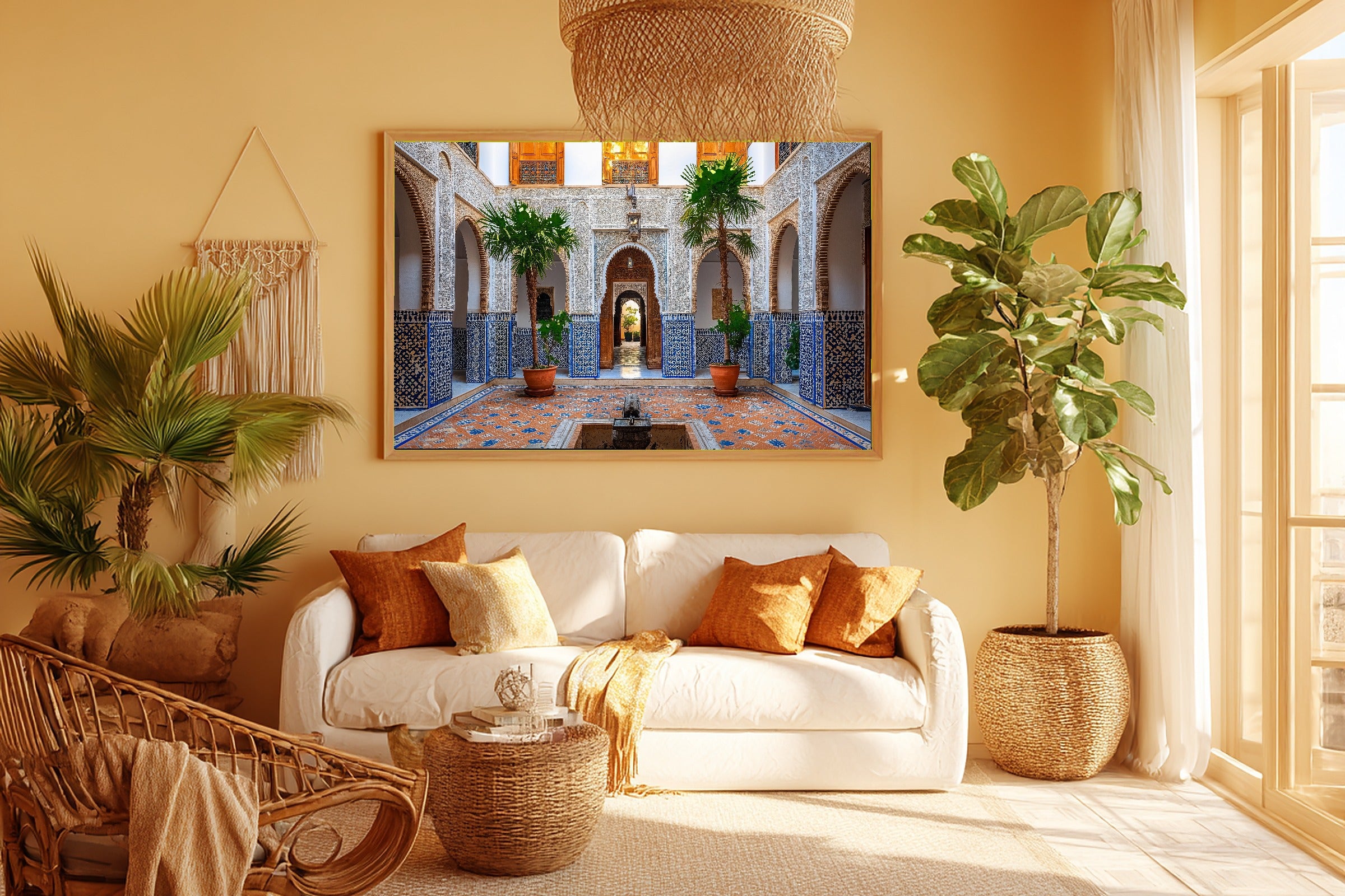 A Dreamy Moroccan Arches Marrakech Soft Painterly Print — Heartfelt Wall Art for the Living Room, Giclée on Canvas — moroccan-arches-marrakech-room-5-wall-art.jpg