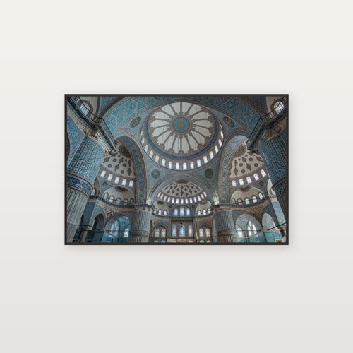 Blue Mosque Canvas Wall Art - Islamic Tile Print, Sacred Architecture, Muslim Decor, Stretched Canvas — mosque blue tiles canvas print
