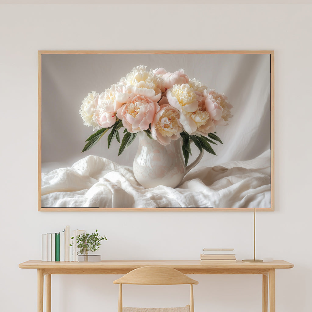 Mothers Garden Peony Vase Canvas Wall Art, Calm Coastal Seascape, Beach House Wall Decor, Mother's Day Gift Idea — mothers-garden-peony-vase-canvas-print.jpg